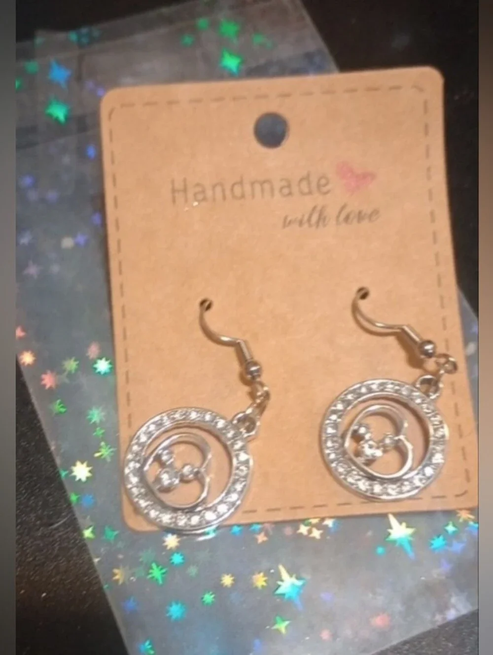 $8 Each Or 5/$20 Handmade Silver Mickey Inspired In A Heart, in A Circle Earring